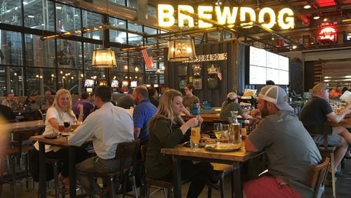 The tap room at BrewDog’s 42-acre complex has a full menu, serving items such as chili chorizo pizza and cauliflower wings. (Terri Colby/Chicago Tribune/TNS)