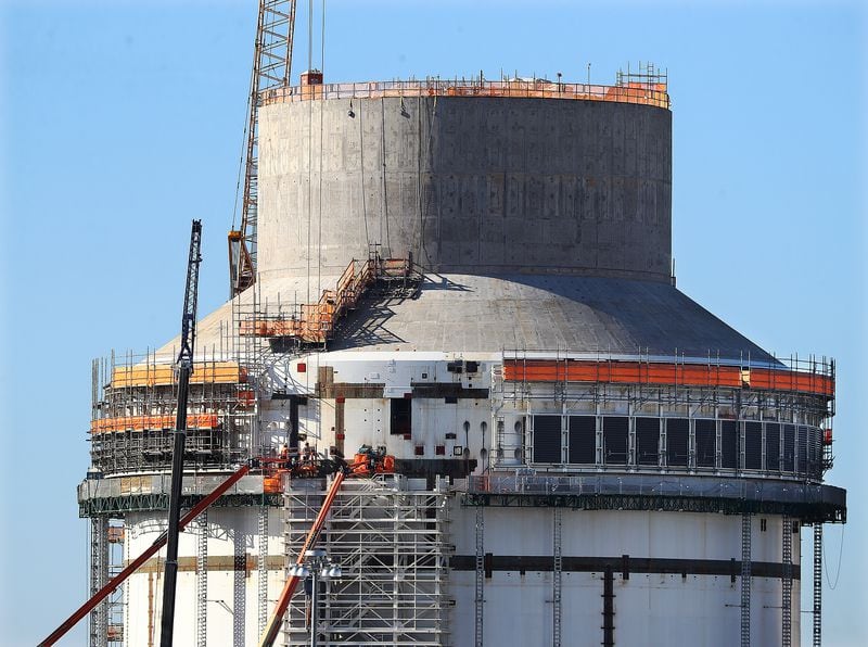 Waynesboro: Construction is seen on the exterior of the Unit 4 nuclear reactor at Georgia Power's Plant Vogtle on Tuesday, Dec 14, 2021, south of Augusta. Curtis Compton / Curtis.Compton@ajc.com