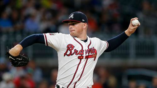 Atlanta Braves starting pitcher Sean Newcomb (51) works in the first inning of a baseball game against the San Francisco Giants Wednesday, June 21, 2017, in Atlanta. (AP Photo/John Bazemore)
