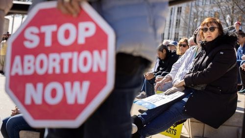 Anti-abortion activists held the annual March for Life rally in Atlanta on Friday, January 20, 2023, the first time since Roe v. Wade was overturned. (Arvin Temkar / arvin.temkar@ajc.com)