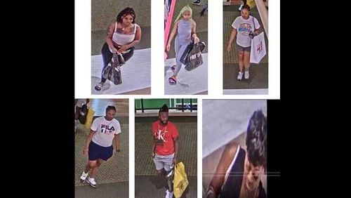 The Gwinnett County Police Department say these six people shoplifted from the Victoria's Secret in the Mall of Georgia on May 29.
