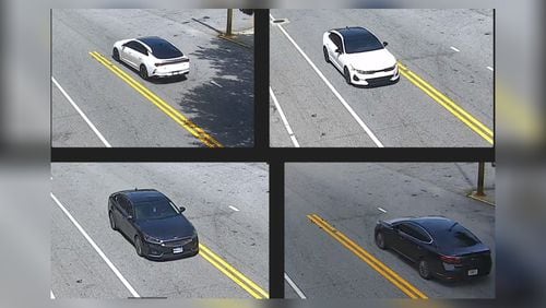 Atlanta police asked for the public's help to identify two vehicles captured on surveillance video following the car of victims in Wednesday afternoon's shooting in southwest Atlanta. A 3-year-old boy was struck by a bullet.