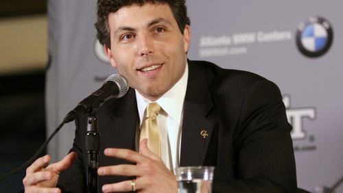 Georgia Tech's newly appointed basketball head coach Josh Pastner talks at a news conference at Georgia Tech, Friday, April 8, 2016, in Atlanta. (Taylor Carpenter/Atlanta Journal-Constitution via AP) MARIETTA DAILY OUT; GWINNETT DAILY POST OUT; LOCAL TELEVISION OUT; WXIA-TV OUT; WGCL-TV OUT; MANDATORY CREDIT