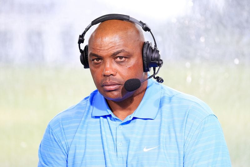 Charles Barkley commentates from the booth during The Match: Champions For Charity at Medalist Golf Club, on May 24, 2020 in Hobe Sound, Fla. (Cliff Hawkins/Getty Images for The Match/TNS)