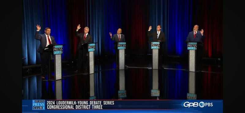Five Republicans running in the Georgia 3rd Congressional District raised their hands when asked if they think Donald Trump was the "rightful" winner of the 2020 election in Georgia during the the Atlanta Press Club debate on Sunday. Trump lost that election.