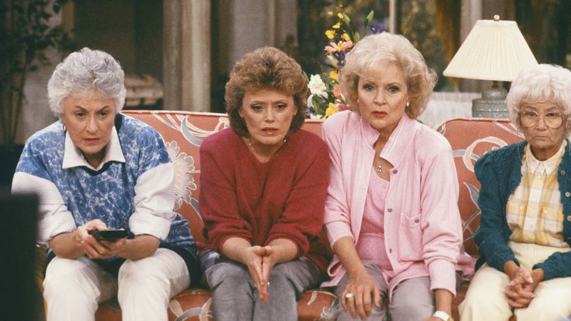 THE GOLDEN GIRLS -- Pictured: (l-r)  Bea Arthur as Dorothy Petrillo-Zbornak, Rue McClanahan as Blanche Devereaux, Betty White as Rose Nylund, Estelle Getty as Sophia Petrillo --