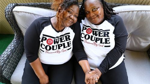 063022 College Park: Lorraine Williams (left) and her partner Charthine Watts say they are moving up their wedding date because they’re worried the Supreme Court will overturn same sex marriage during an interview at their home  in College Park.  “Curtis Compton / Curtis.Compton@ajc.com”