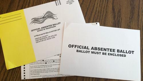 Absentee ballots, envelopes and privacy sleeves were mailed to Georgia voters for the state's primary on June 9, 2020.