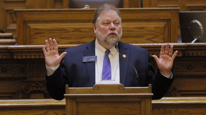 Sen. Jeff Mullis, R-Chickamauga, speaks in favor of House Bill 37 Tuesday.