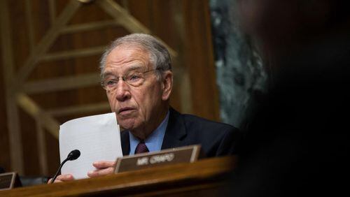 Sen. Chuck Grassley (R-IA) questions Secretary of Treasury Steve Mnuchin during a Senate Finance Committee hearing concerning fiscal year 2018 budget proposals for the Department of Treasury and tax reform, on Capitol Hill, May 25, 2017 in Washington, DC. (Photo by Drew Angerer/Getty Images)