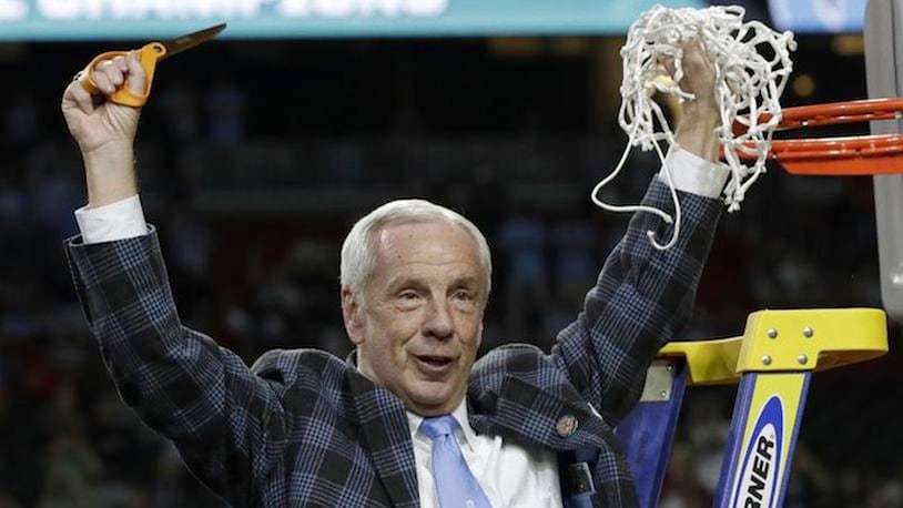 North Carolina head coach Roy Williams cuts down the net after the championship game against Gonzaga at the Final Four NCAA college basketball tournament, Monday, April 3, 2017, in Glendale, Ariz. North Carolina 71-65. (AP Photo/David J. Phillip)
