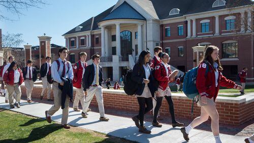 Students make their way to the cafeteria for lunch at Woodward Academy in Atlanta on January 30th, 2017. Woodward is the large employer AJC Top Workplace winner. (Photo by Phil Skinner)