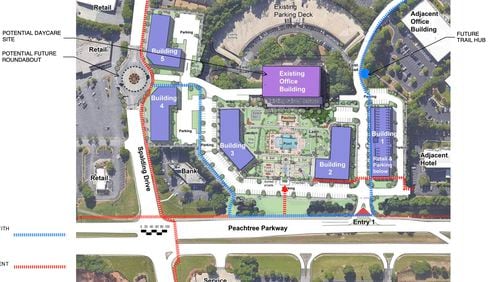 Peachtree Corners recently denied a request to rezone 15.69 acres for a new mixed-use development at Peachtree Parkway and Spalding Drive. (Courtesy City of Peachtree Corners)