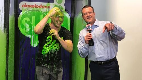 For an extra fee, you can get a "VIP" sliming in a booth. Paul Milliken of "Good Day Atlanta" was treated to this by anchor Buck Langford.