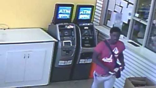 Police seek a man who allegedly shot at a group of friends outside an Atlanta convenience store.
