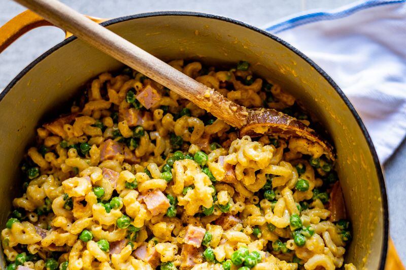 Stovetop Mac and Cheese with Ham and Peas. Contributed by Henri Hollis