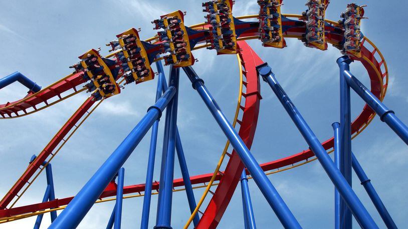 The Superman rollercoaster at Six Flags Over Georgia opened in 2002. (JEAN SHIFRIN/staff)