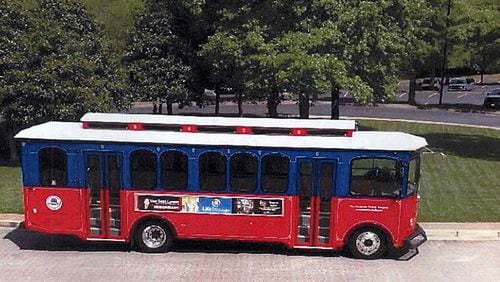 Historic Marietta Trolley LLC will provide the vehicles for Roswell’s pilot trolley service in the downtown historic district. CITY OF ROSWELL