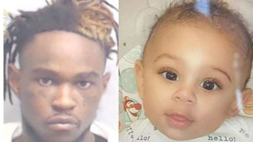 Dequasie Little (left) is accused of killing 6-month-old Grayson Matthew Fleming-Gray, according to Atlanta police. (Fulton County Sheriff's Office / Family photo)