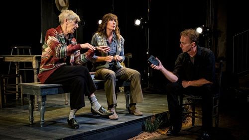 Mary Lynn Owen, Stacy Melich and Jayson Warner Smith in “The Laramie Project” at Theatrical Outfit. Photo Credit: Casey Gardner Photography