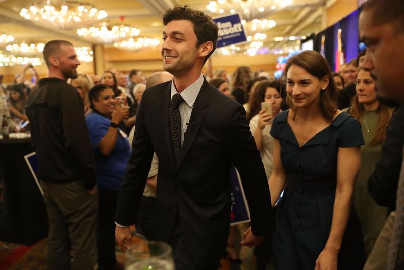 ATLANTA, GA   APRIL 18: Democratic candidate Jon Ossoff walks with his girlfriend Alisha Kramer after speaking to his supporters as votes continue to be counted in a race that was too close to call for Georgia s 6th Congressional District in a special election to replace Tom Price, who is now the secretary of Health and Human Services on April 18, 2017 in Atlanta, Georgia. The winner of the race would fill a congressional seat that has been held by a Republican since the 1970s. (Photo by Joe Raedle/Getty Images)