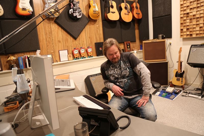 Travis Tritt doesn't record much in his studio, but uses it as an office and quiet space for writing. (Tyson Horne / tyson.horne@ajc.com)