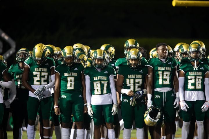 The Grayson Rams wait to take the field during a GHSA high school football game between the Grayson Rams and the Brookwood Broncos at Grayson High School in Loganville, Ga. on Friday, October 22, 2021. (Photo/Jenn Finch)
