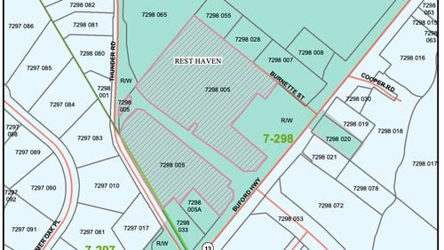 Gwinnett Commissioners have approved a request from Rest Haven officials to de-annex 8.11 acres along Buford Highway. (Gwinnett County)