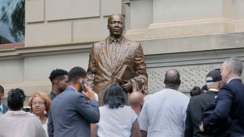 The statue of the late Rev. Martin Luther King Jr. unveiled in August at the Georgia Capitol, three years after Gov. Nathan Deal first announced the project. BOB ANDRES /BANDRES@AJC.COM