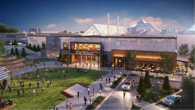 This is a proposed rendering for the redeveloped North Point Mall entrance in Alpharetta. AJC FILE