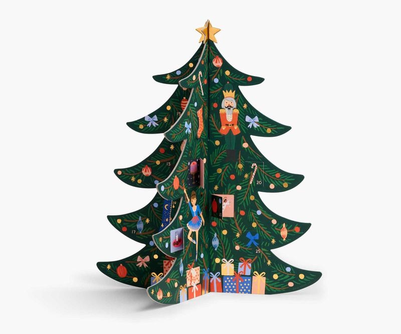 A budget-friendly Advent calendar features 25 paper doors with holiday-themed illustrations to jazz up any room.
Courtesy of Rifle Paper Co.