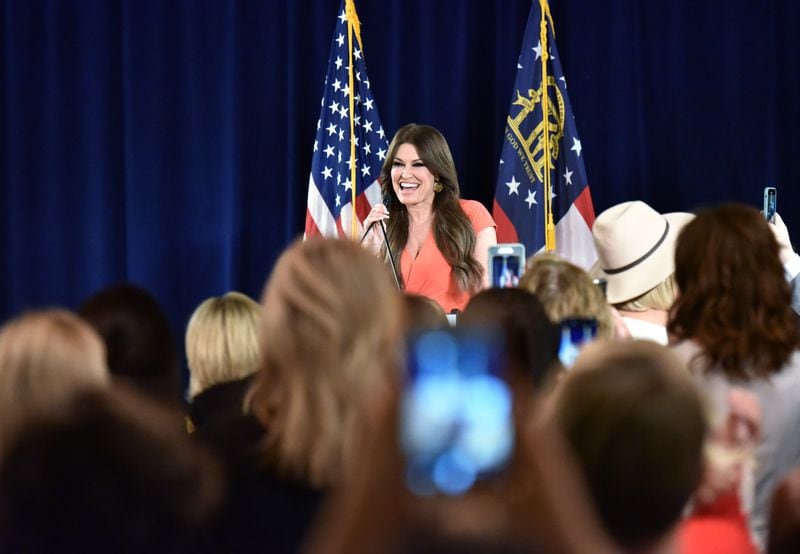 November 19, 2019 Sandy Springs - Senior Advisor Kimberly Guilfoyle delivers a keynote speech at Heritage Sandy Springs Museum and Park in Sandy Springs on Tuesday, November 19, 2019. The GOP hold an event in support of President Trump the day before Dems debate in Atlanta. Women for Trump hosted an 'Empower Hour' ahead of the Democrat debates to highlight the accomplishments of President Trumpâs administration and his commitment to empowering women and families. (Hyosub Shin / Hyosub.Shin@ajc.com)