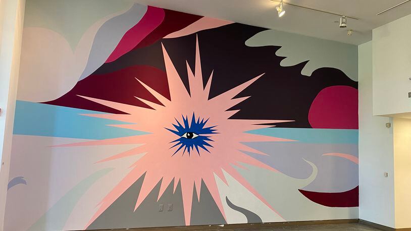 Lacey Longino's reproduction of a mural by Ayé Aton is part of an exhibit at the Emory University Visual Arts Gallery. (Photo by Jerry Cullum)