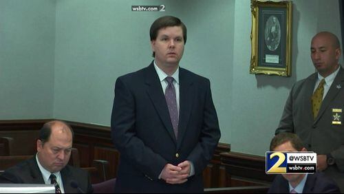 Justin Ross Harris tells the judge that he waives his right to testify at his murder trial at the Glynn County Courthouse in Brunswick, Ga., on Friday, Nov. 4, 2016. (screen capture via WSB-TV)