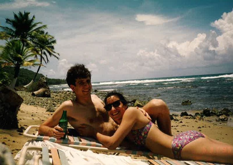 AJC dining editor Ligaya Figueras with her husband Joe on their honeymoon at Caribe Playa in 1995. Contributed