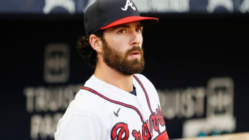 Former Braves shortstop Dansby Swanson took to social media on Tuesday to offer his thanks to Braves fans. (Miguel Martinez / miguel.martinezjimenez@ajc.com)