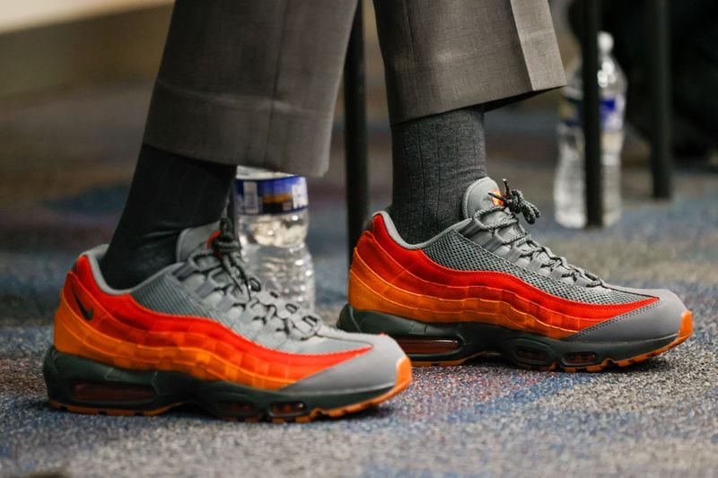 Atlanta Mayor Andre Dickens is seen wearing Nike’s Air Max 95 sneakers, showing the 404 pride during the Secretary Energy Jennifer M. Granholm speech at the Georgia Tech Food Packing Auditorium on Thursday, April 4, 2024.

Miguel Martinez /miguel.martinezjimenez@ajc.com