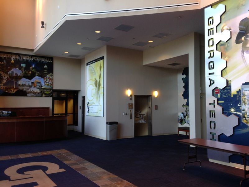 The Georgia Tech football lobby, as it looked in December 2016.