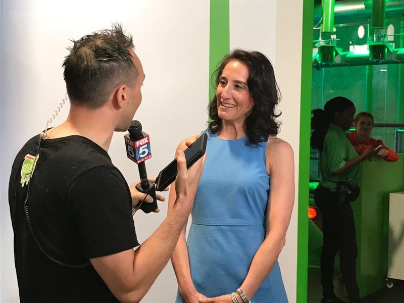 Sharon Cohen, the Nickelodeon executive responsible for the creation of "Slime City.," talking to Fox 5's Paul Milliken.