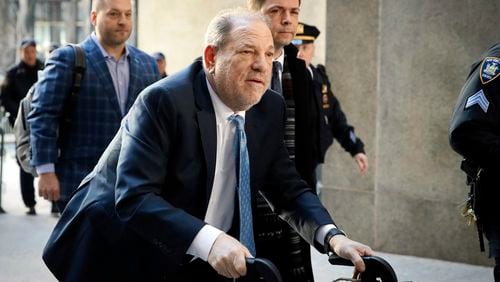 FILE - Harvey Weinstein arrives at a Manhattan courthouse as jury deliberations continue in his rape trial in New York, on Feb. 24, 2020. Weinstein will appear in a New York City court on Wednesday, May 1, 2024, according to the Manhattan district attorney’s office. (AP Photo/John Minchillo, File)