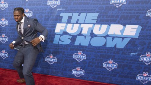 Takkarist McKinley of UCLA poses for a picture on the red carpet prior to the start of the 2017 NFL Draft on April 27, 2017 in Philadelphia, Pennsylvania.