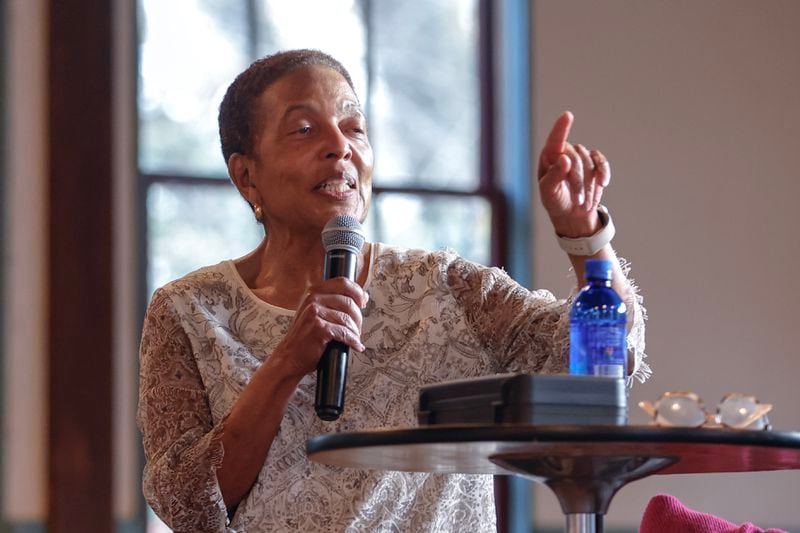 Civic leader Renee Glover speaks during a panel discussion about transportation on the Beltline at The Trolley Barn in Atlanta.