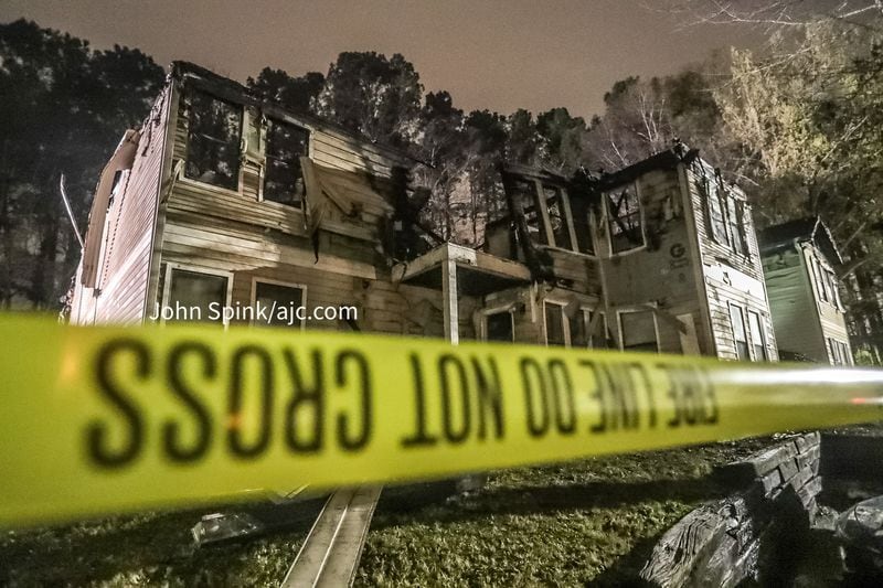 Fire charred an apartment building at the Azalea Park at Sandy Springs Apartments and forced 17 people from their homes.