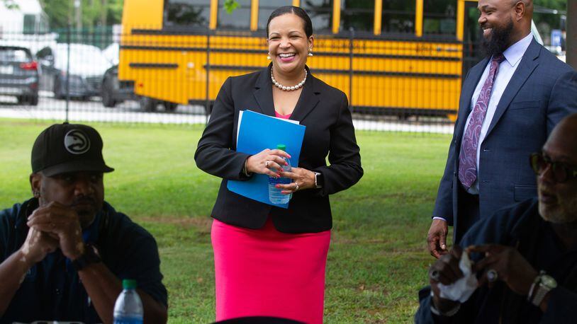 DeKalb County School Superintendent Cheryl Watson-Harris talks during an appreciation lunch for the transportation employees at the East DeKalb Campus on June 24, 2021. Last week, several bus drivers called in sick due to working conditions. STEVE SCHAEFER FOR ATLANTA JOURNAL-CONSTITUTION