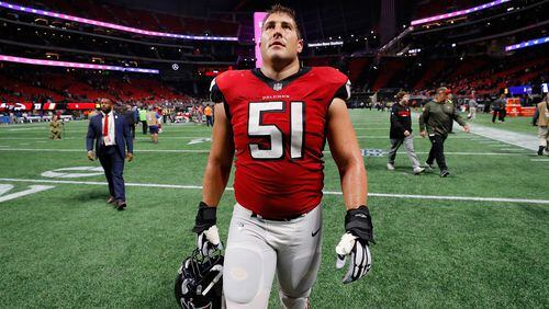 Look at Falcons center Alex Mack. He looks like a boss, right? He's super smart, having attended Cal, and he's really good. And the five time Pro-Bowler has absolutely no interest in your silly question about the best block of his NFL career ahead of Saturday's playoff game at Philadelphia