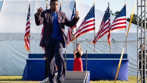 Herschel Walker at a campaign rally in September in Perry, Ga.
