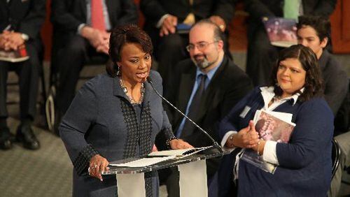 Bernice King praises fifth Congressional district at King celebration on Monday. (PHOTO / JASON GETZ)