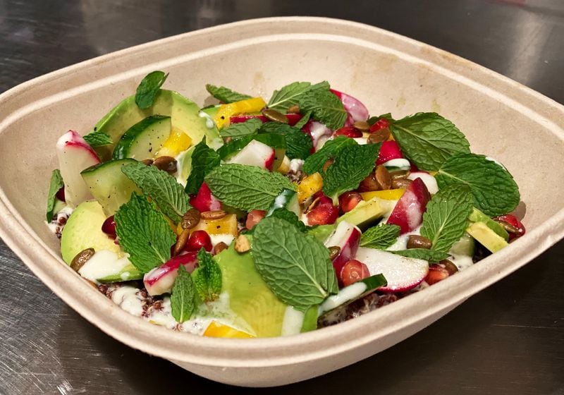 The Ticonderoga Club grain bowl combines quinoa with fresh veggies, pomegranate, mint, toasted pepitas and bright lemon buttermilk dressing. CONTRIBUTED BY BART SASSO