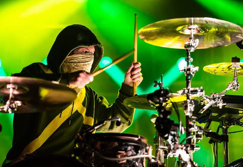 Josh Dun showcased his adroit drumming skills throughout the concert.  Photo: Ryan Fleisher/Special to the AJC