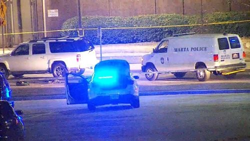 A man was shot about 8 p.m. Saturday was rushed to Grady Memorial Hospital, where he later died, MARTA spokeswoman Alisa Jackson said. (Credit: Channel 2 Action News)